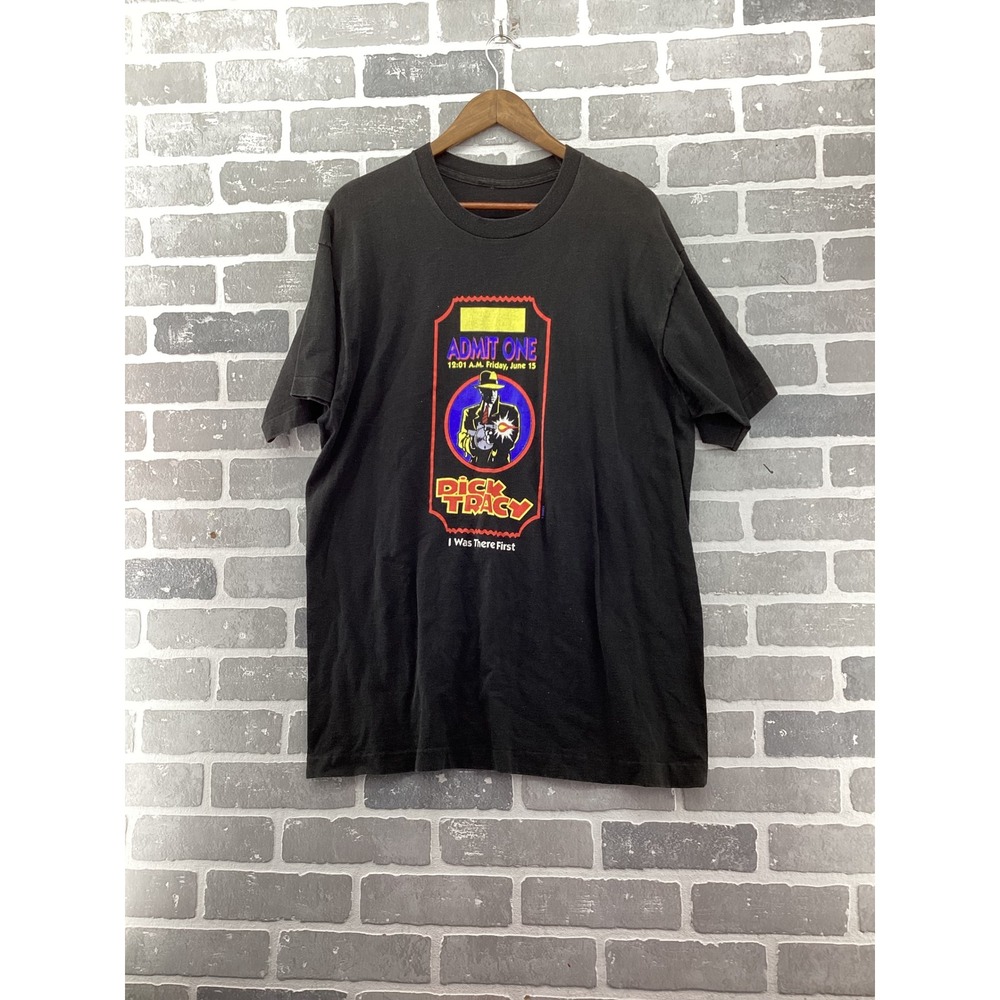 Vintage Dick Tracy Movie Promo T-Shirt Black 1990 Premiere Graphic Tee XL